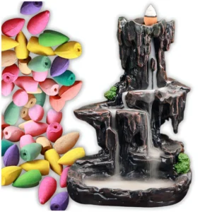 Керамічний аромакомін «Димний водоспад» (коричневий) + 60 конусів backflow