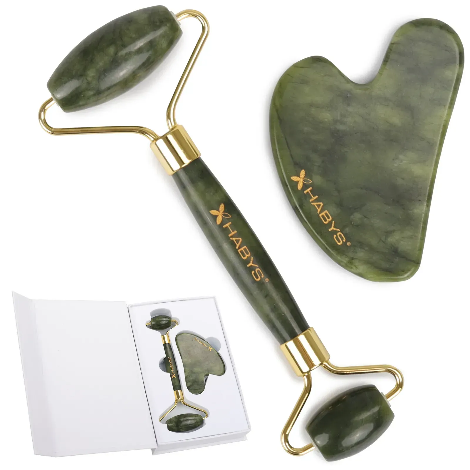 Масажний набір Jade Гуаша - камінь, ролик