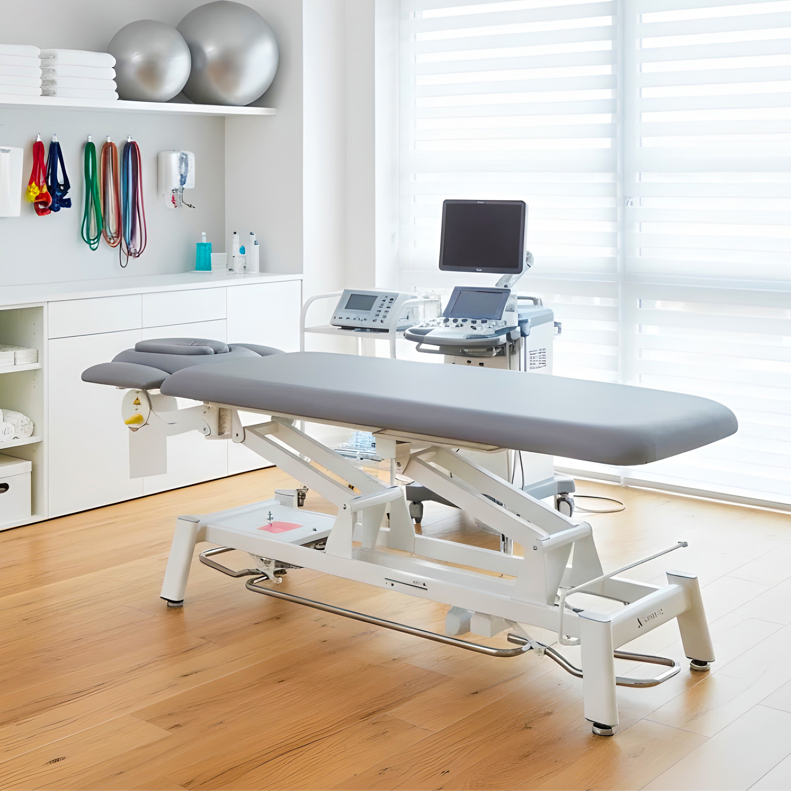 Стіл реабілітаційний, масажний, електричний Proxima V4 Ergo - ручний пульт, рамка керування, сіро-білий - Зображення 2
